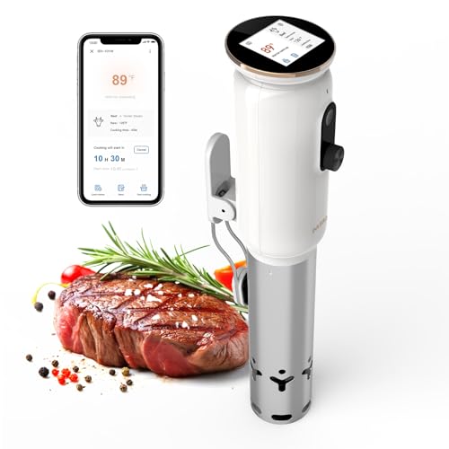 INKBIRD 2.4G WiFi Sous Vide Cooker ISV-101W, 1000 Watts Sous Vide Machine Thermal Immersion Circulators 3D Water Circulation Heating with App Preset and Machine Recipes, Pre-alarm (White)