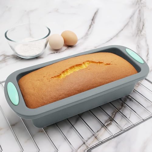 Tongjude 54 Pieces Silicone Baking Pans Set, 10 Silicone Cake Molds, Loaf Pan and Muffin Pans, Non-Stick Baking Cup, with Measuring Cups and Spoons Set, Grey