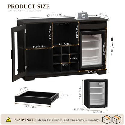 BROTTAR Large Coffee Bar Cabinet with Fridge (Fridge Included)