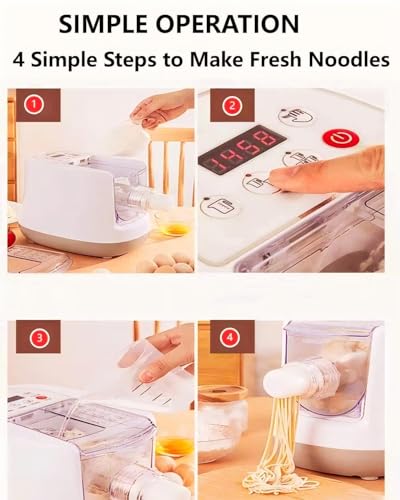 Aptovpvp Electric Pasta Maker, 260W Automatic Noodle Machine with 13 Pasta Discs, 500g Flour Capacity, Fresh Spaghetti Fettuccine Dumpling Skin Maker for Home Kitchen