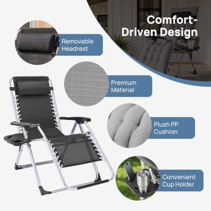 DUMOS Zero Gravity Chair, Lounge Chair Outdoor with Cup Holder