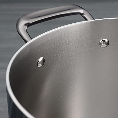 Tramontina Tri-Ply Clad Stainless Steel 8-Quart Stock Pot with Glass Lid, Induction-Ready Pasta Pot, Dishwasher-Safe, NSF-Certified