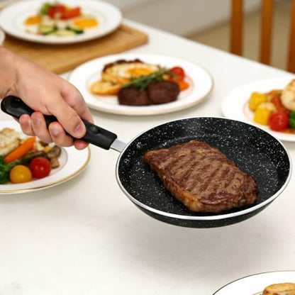 QANYEGN 6 Inch Flat Skillet, Nonstick Crepe Pan, Frying Pan Skillet, Omelette Pan for Camping Indoor and Outdoor Cooking (Black)
