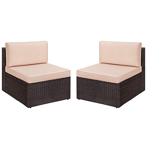 Devoko 2 Pieces Patio Furniture Sets,Outdoor Sofa,Small Sectional Couch