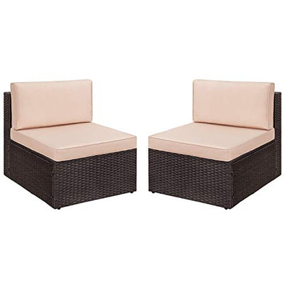 Devoko 2 Pieces Patio Furniture Sets,Outdoor Sofa,Small Sectional Couch