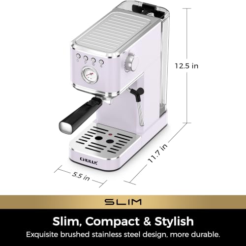 CHULUX Slim Espresso Machine with Milk Frother for Home Latte, Lavender