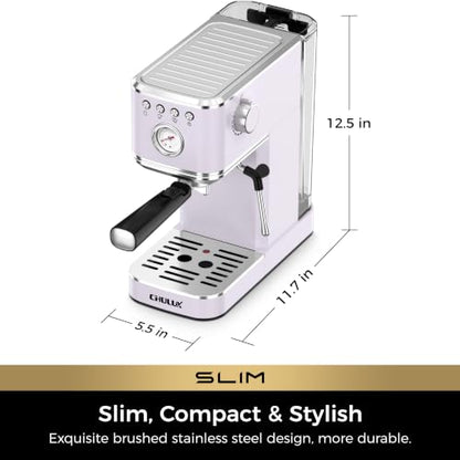 CHULUX Slim Espresso Machine with Milk Frother for Home Latte, Lavender