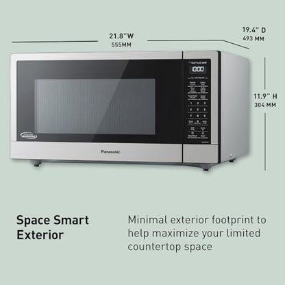 Panasonic NN-SN76LS 1.6 cu.ft Cyclonic Inverter Countertop Microwave Oven 1250Watt Power with Genius Sensor Cooking, 19.44"D x 21.88"W x 11.94"H, Stainless Steel