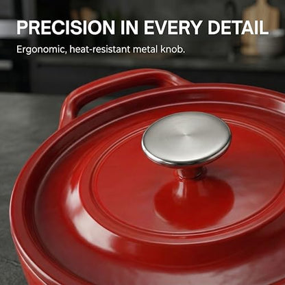 SUNHOUSE Enameled Cast Iron Dutch Oven Pot - 3 QT Dutch Oven with Lid for Bread Baking, Braising, Stews, Roasting Cooking Pot (Gradient Red)
