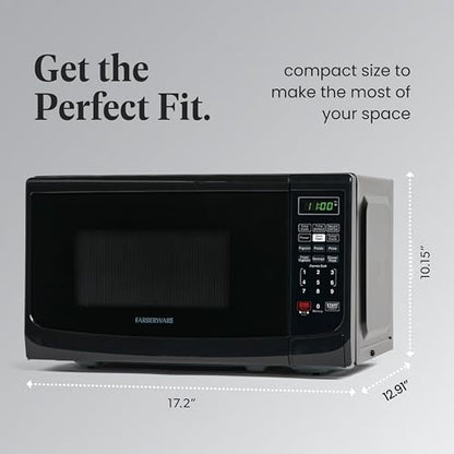 Farberware 0.7 Cu. Ft. Countertop Microwave Oven – 700 Watts Power, Auto Cook Settings, Defrost, Easy Clean and Child Safety Lock - Black