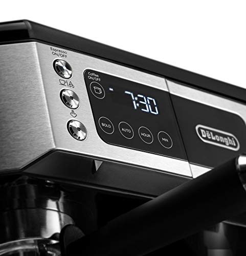 De'Longhi UPGRADED All-in-One Combination Coffee Maker & Espresso Machine + Advanced Adjustable Milk Frother for Cappuccino & Latte + Glass Coffee Pot 10-Cup, COM532M black