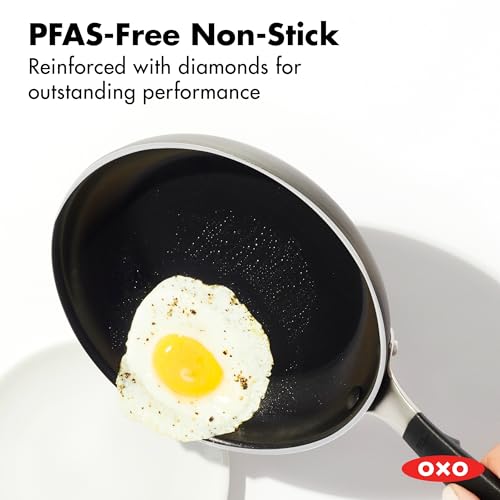 OXO 8” Non-Stick Every Day Frying Pan, BPA-Free Comfort Grip Silicone Handle, Dishwasher & Oven Safe, PFAS-Free Ceramic Skillet, Black