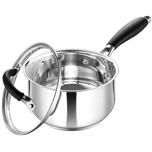 HaWare 2 Quart Saucepan, Stainless Steel Small Sauce Pot with Lid, Tri-Ply Bottom Sauce Pot for Home Kitchen, Induction Compatible, Dishwasher Safe