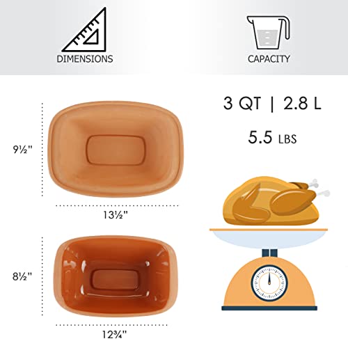 Eurita Clay Roaster, 3 Quart, 2.8 litres, Non-Stick Earthenware, Toxin-Free, Healthy Clay Pot Cooking, Versatile Cooking Dutch Oven, Digital Recipe and Instructions Included