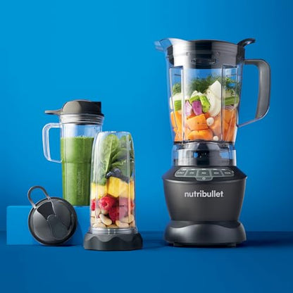 Nutribullet Full-Size Blender Combo, Single-Serve & Large Capacity, 1200W, 64oz Pitcher, 32oz Cup, Extractor Blade, 3-Speed, Pulse, Smoothies, Soups, Sauces, Easy Cleaning, Dark Gray, NBF50500