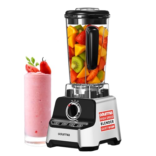 Gourmia Heavy Duty Countertop Blender – 2L BPA-Free Pitcher, 1500W High-Speed Motor, 45,000 RPM, 4 Presets, Variable Speed Dial, Built-In Tamper, Dishwasher-Safe Parts, Stainless Steel