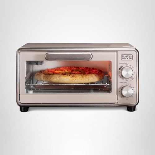 BLACK+DECKER Crisp N Bake™ PRO 4-Slice Digital Air Fry Toaster Oven, 5 Cooking Functions, Convection Countertop Oven, Fits 10” Pizza or 9” Cake Pan, 30-Minute Timer + Stay On, Stainless Steel Accents