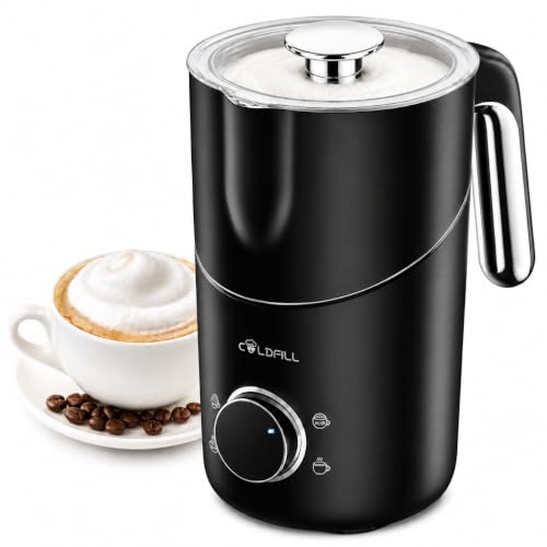COLDFILL 21.16oz/600ml Milk Frother, 8-in-1 Automatic Milk Frother and Steamer, Electric Hot & Cold Foam Maker, Ergonomic Grip Stainless Steel Detachable Frother for Coffee, Latte, Cappuccino