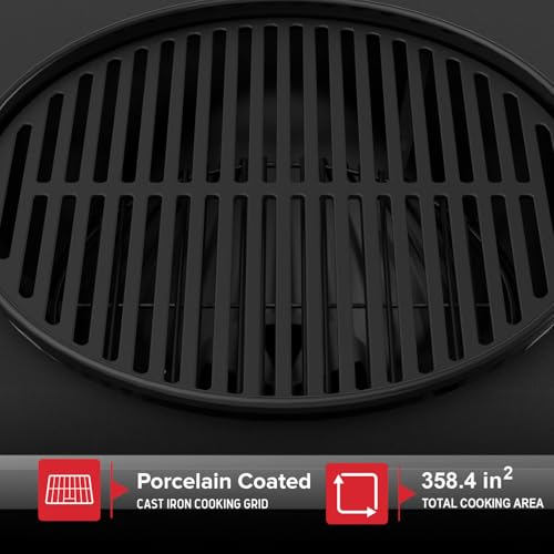 Nexgrill 22" Charcoal Grill with Table Cart and Side Table, 358 SQ In Grate, Adjustable Air Vents, Integrated Temperature Gauge, Mobile Cart Barbecue Grill for Camping, Picnics, and More - 810-0026HC