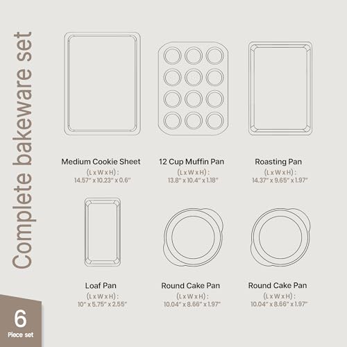 Baking Set – 6 Piece – Deluxe Non Stick Black Coating Inside and Outside – Carbon Steel Bakeware Set – PFOA PFOS and PTFE Free by Bakken