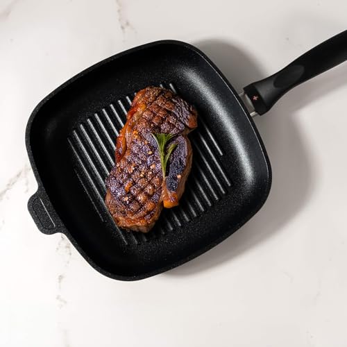 Swiss Diamond Nonstick Square Grill Pan – 9.5” x 9.5” Diamond-Coated, Oven Safe, Made in Switzerland