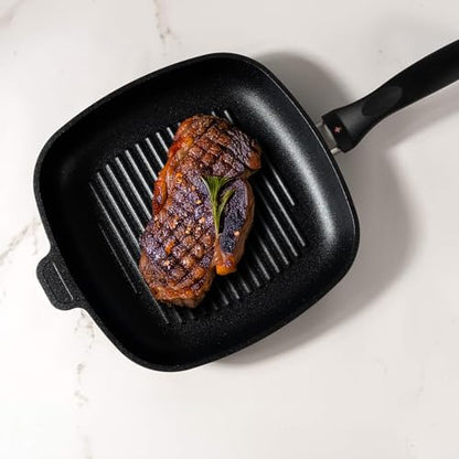 Swiss Diamond Nonstick Square Grill Pan – 9.5” x 9.5” Diamond-Coated, Oven Safe, Made in Switzerland
