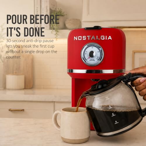 Nostalgia Classic Retro 10 Cup Coffee Maker, Red