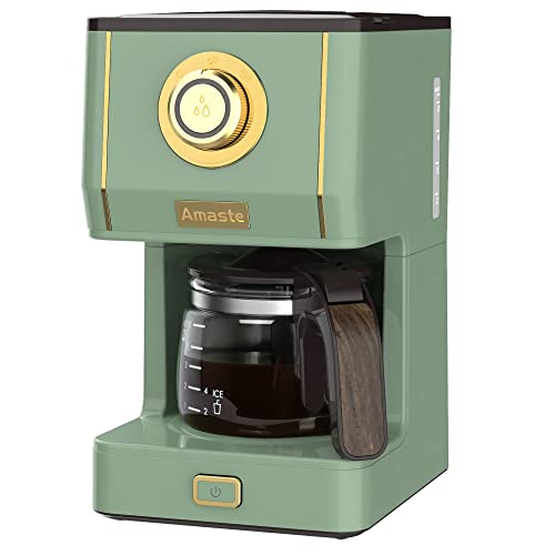 Amaste Drip Coffee Maker, Coffee Machine with 25 Oz Glass Coffee Pot, Retro Style Coffee Maker with Reusable Filter & Three Brewing Modes, Warming Plate, Matcha Green