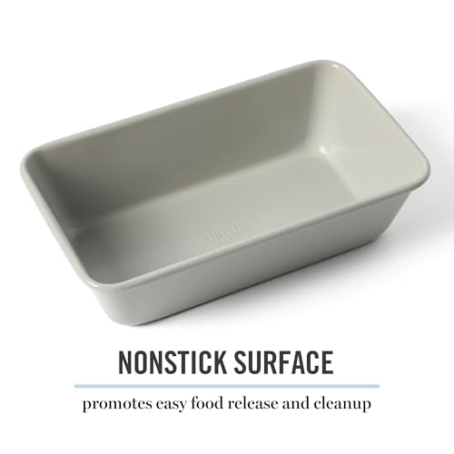 Martha Stewart Gallen 9-Inch Nonstick Carbon Steel Loaf Pan – Cool Grey, Durable Bakeware for Even Baking and Easy Release