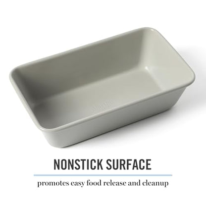 Martha Stewart Gallen 9-Inch Nonstick Carbon Steel Loaf Pan – Cool Grey, Durable Bakeware for Even Baking and Easy Release