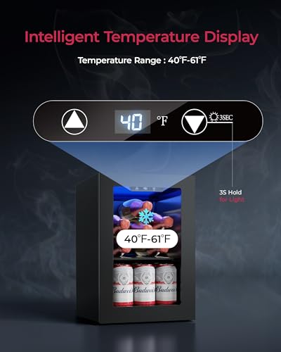 Icyglee 6 Bottles and 6 Cans Compact Beverage Refrigerator, Freestanding Mini Fridge with Temperature Control for Beer Wine, Under Counter Small Refrigerator Adjustable Shelve for Home and Bar