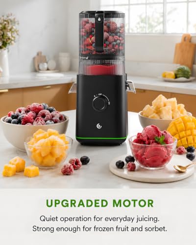 AMZCHEF Cold Press Juicer, 6.0" Whole Fruit Self-Feeding Slow Juicer