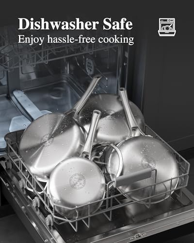 Stainless Steel Cookware Set,Tir-Ply Pots and Pans Set,13 Pcs Stainless Steel Induction Kitchen Cookware Sets,PFOA Free, Frying Pans, Butter warmer,Saute Pan & Stock Pot,Compatible with All Cooktops