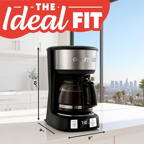Gourmia Drip Coffee Maker – 5 Cup, One-Touch Brew, Pause & Serve, Adjustable 4 Hr Keep Warm, EZ-View Water Window, Black