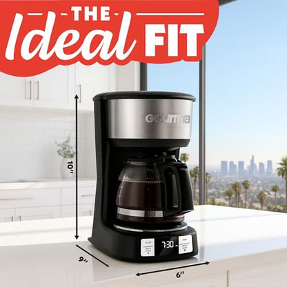 Gourmia Drip Coffee Maker – 5 Cup, One-Touch Brew, Pause & Serve, Adjustable 4 Hr Keep Warm, EZ-View Water Window, Black