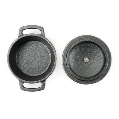 HAWOK Mini Cast Iron Cocottes, Dia 3 inch, 4 oz. Set of 3 PCS, Mini Dutch Oven, with Wooden Tray, 7-Piece, Appetizer/Dessert Sampler, Pre-seasoned