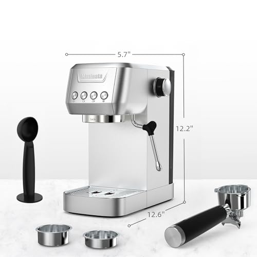 MAttinata Espresso Coffee Machine, Compact Espresso Maker 20 Bar, Stainless Steel Cappuccino Machines With Steam Milk Frother For Home Barista, Office Mattino