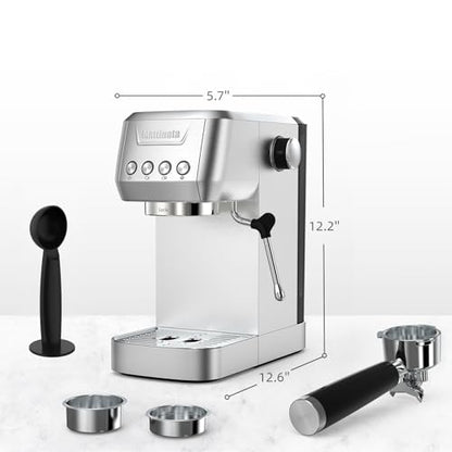 MAttinata Espresso Coffee Machine, Compact Espresso Maker 20 Bar, Stainless Steel Cappuccino Machines With Steam Milk Frother For Home Barista, Office Mattino