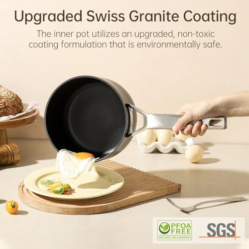 MSMK 2.5 Quart Sauce Pan with lid, Stay-Cool Handle, Burnt also Nonstick, Scratch-resistant, Induction Cooking Pot
