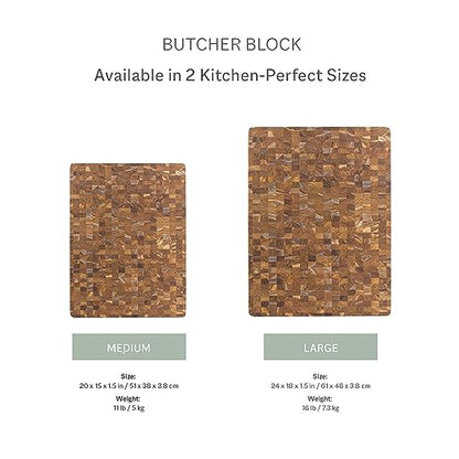 Teakhaus Butcher Block Cutting Board - Large Wooden Cutting Board - Holiday Gift Ideas for Men and Women - Gift-Ready End Grain Wood, Knife Friendly - FSC Certified