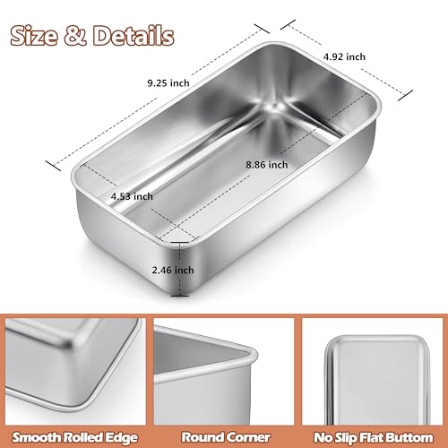 LIANYU Bread Loaf Pans Set of 12, 9x5 Inch Stainless Steel Bread Baking Pans for Homemade Sourdough, Sandwich, Meatloaf, Easy Release & Dishwasher Safe