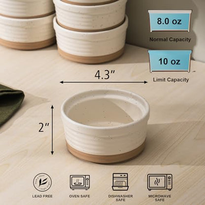 Frewinky Ceramic Ramekins 10oz,Creme Brulee Ramekins & Souffle Dishes for Oven,Small Baking-Dishes for Pudding,Lava Cakes,Serving Dip, Custard, Ice Cream,set of 6