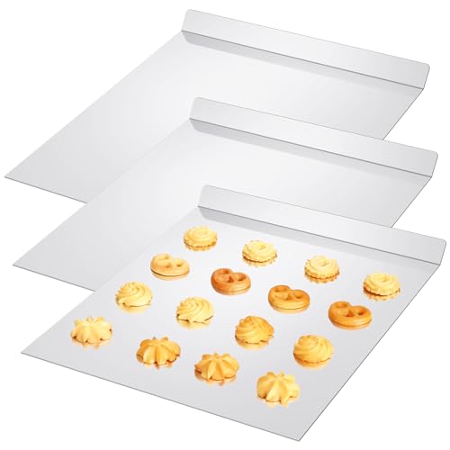 Yiyiring 3 Pcs Large Flat Cookie Baking Sheets 13 x 16 Inch Aluminum Cookie Sheet Flat Insulated Baking No Edges Pans Pan Tray for Oven Bake Cooking