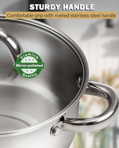 Cook N Home Stockpot with Lid, Basics Stainless Steel Soup Pot, 16-Quart