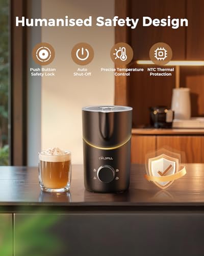 COLDFILL 21.16oz/600ml Milk Frother, 8-in-1 Automatic Milk Frother and Steamer, Electric Hot & Cold Foam Maker, Ergonomic Grip Stainless Steel Detachable Frother for Coffee, Latte, Cappuccino