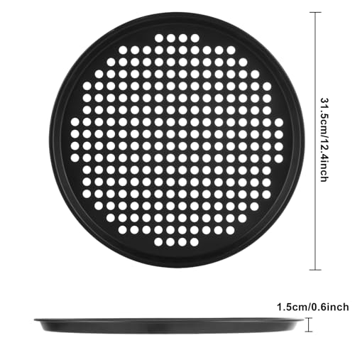 AKOLAFE 6 Pack 12 Inch Pizza Pan for Oven Round Pizza Pan with Holes Large Pizza Tray Set Carbon Steel Non Stick Pizza Plates Perforated Pizza Baking Sheet Personal Metal Platter for Grilling, Cooking