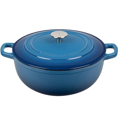 EDGING CASTING Enameled Cast Iron Dutch Oven Pot with Lid for Sourdough Bread Baking, Bread Dutch Ovens, Cooking Pots, 5 Quart, Lake Blue