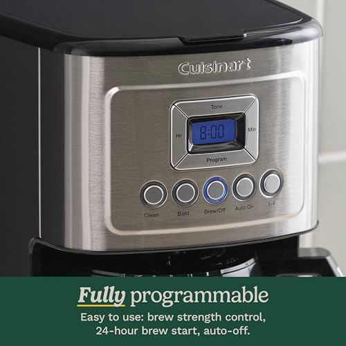 Cuisinart 12-Cup Coffee Maker, Programmable PerfecTemp Thermal Carafe Coffee Machine with 1-4 Cup Setting, Brew Strength Control and Brew Pause, Stainless Steel, DCC-3400NAS, Silver