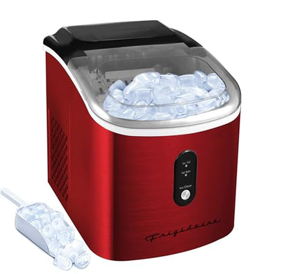 Frigidaire EFIC103 Ice Maker Machine Heavy Duty, 26lb Ice per Day, Red Stainless Steel