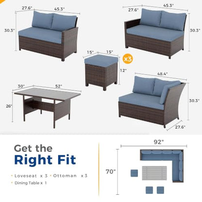 Wisteria Lane 7 Piece Patio Furniture Set, Patio Sectional for All Weather